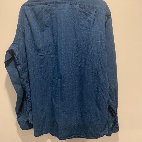 Thomas Dean Long Sleeve Button Up, Blue with subtle Pattern, XL - Picture 4 of 4